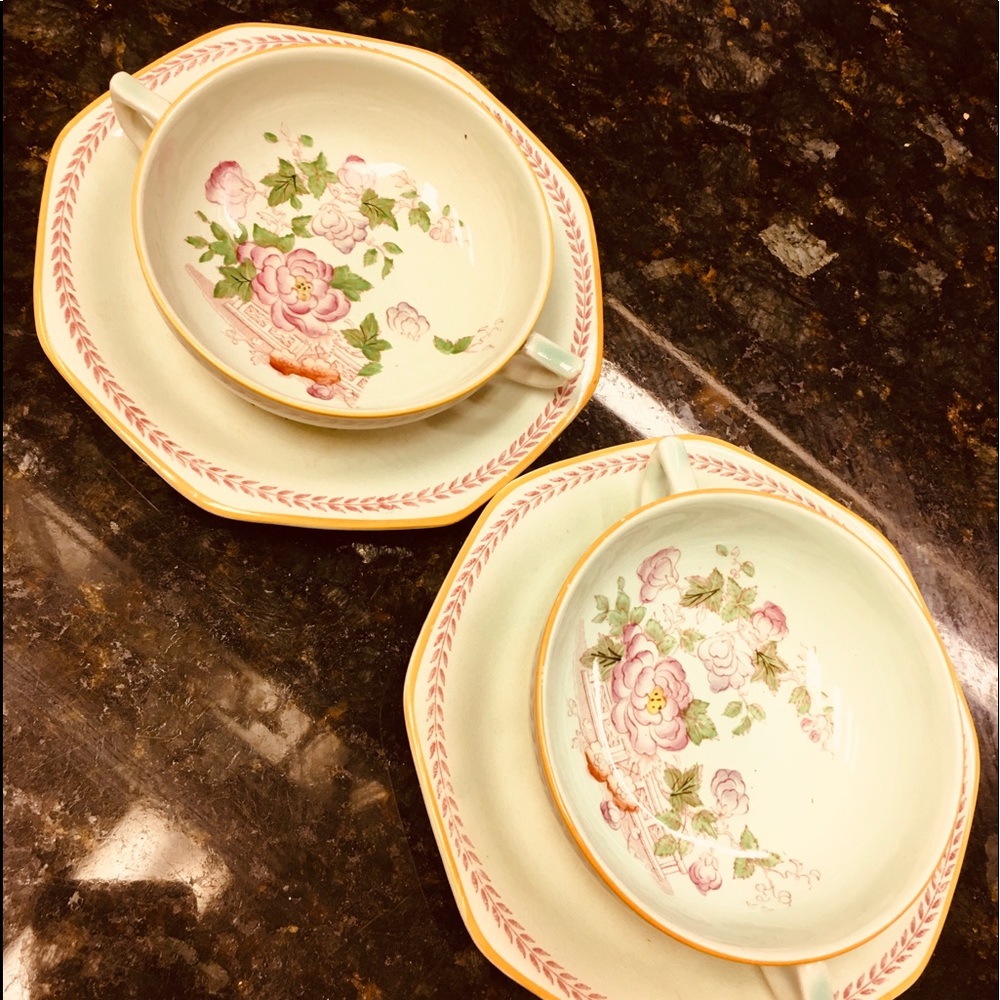 Adams Clays Ware soup bowls & Saucers Ironstone